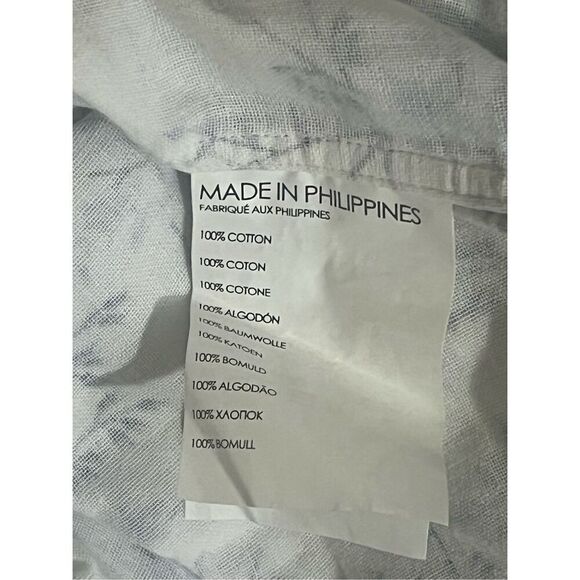 Club Monaco Floral White & Blue 100% Cotton Button Down Shirt Sz L Slim Fit - Picture 4 of 5